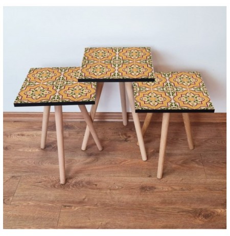 Set tavoline (3 Pc) Kalune Design 3Shp27 - Multicolor Multicolor