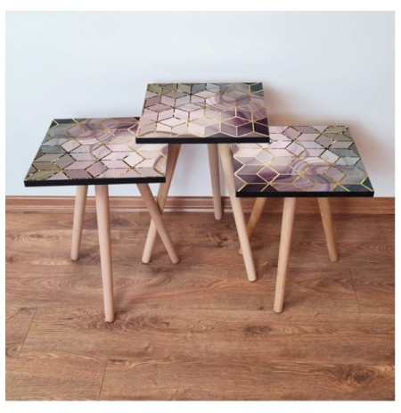 Set tavoline (3 Pc) Kalune Design 3Shp275 - Multicolor Multicolor