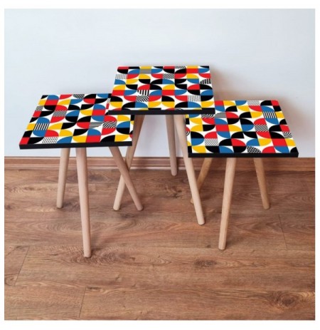 Set tavoline (3 Pc) Kalune Design 3Shp276 - Multicolor Multicolor