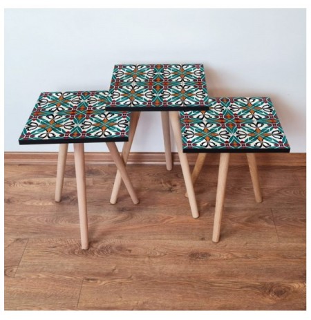 Set tavoline (3 Pc) Kalune Design 3Shp28 - Multicolor Multicolor