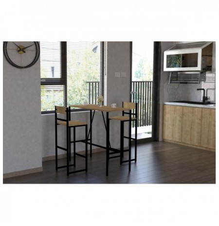 Set ( 3 Pc ) Tavoline + karrige Kalune Design Tibet - Oak Oak Black