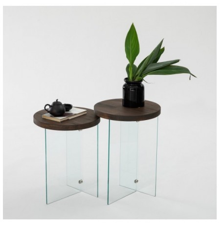 Set tavoline kafeje Kalune Design Serenity 2 - Transparent, Walnut Transparent Walnut