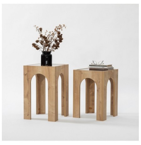 Set tavoline kafeje Kalune Design Seine Set - Dark Grey, Sapphire Oak Dark Grey Oak