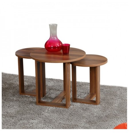 Set tavoline (3 Pc) Kalune Design Mira - Walnut Walnut