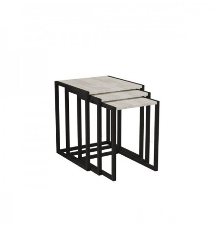 Set tavoline (3 Pc) Kalune Design Tali - Black, Cyrstal Black Cyrstal
