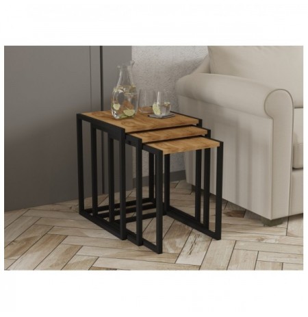 Set tavoline (3 Pc) Kalune Design Tali - Black, Oud Black Oud