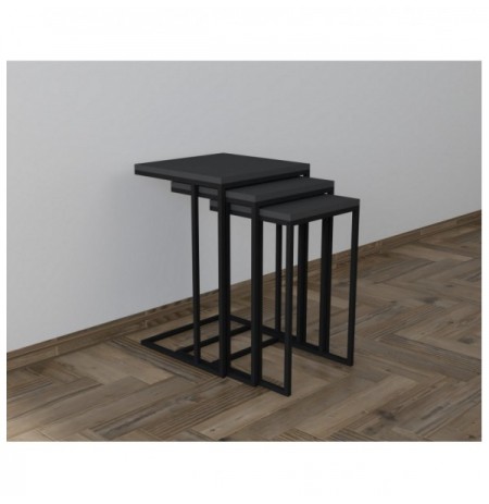 Set tavoline (3 Pc) Kalune Design Stoli - Black, Anthracite Black Anthracite