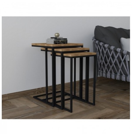 Set tavoline (3 Pc) Kalune Design Stoli - Black, Oud Black Oud