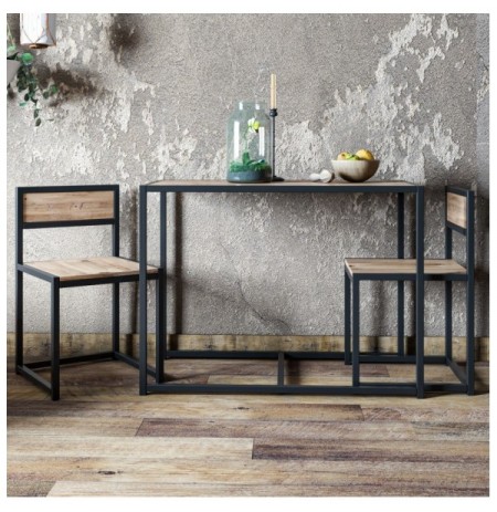 Set ( 3 Pc ) Tavoline + karrige Kalune Design Bahar Atlantic Pine Black