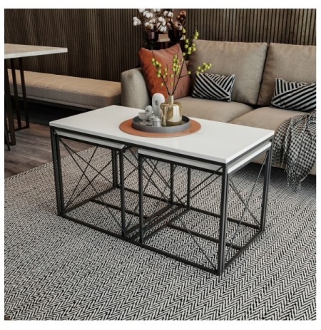 Set tavoline kafeje Kalune Design Defne - White White Black