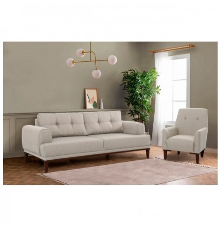 Set ( 3 Pc ) Divan + kolltuk Atelier del Sofa Vina Set - Cream, Walnut Cream Walnut