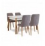 Set ( 6 Pc ) Tavoline + karrige Kalune Design Costa 0701 - 2 AB Atlantic Pine White Grey