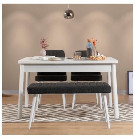 Set ( 4 Pc ) Tavoline + karrige Kalune Design Costa White-Anthracite White Anthracite