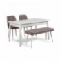 Set ( 6 Pc ) Tavoline + karrige Kalune Design Costa 0701 - 2 B White Grey