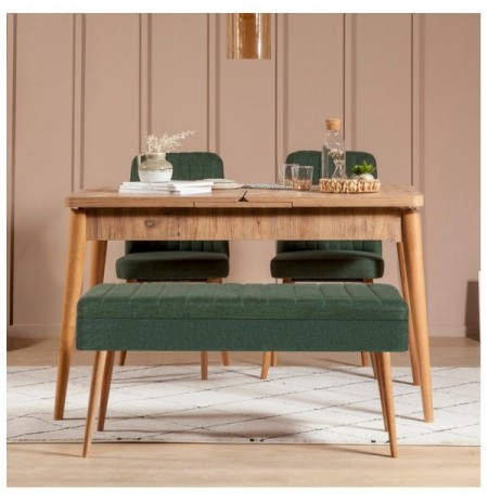 Set 4 Pc Tavoline ngrenie me hapje + Karrige Kalune Design Vina 1070 - 3 - Atlantic, Green Atlantic Pine Green
