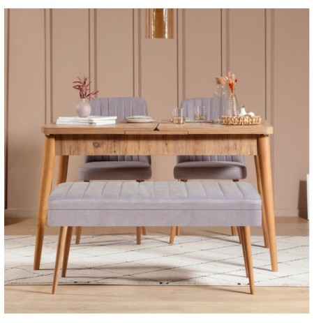 Set 4 Pc Tavoline ngrenie me hapje + Karrige Kalune Design Vina 0701 - 3 - Atlantic, Grey Atlantic Pine Grey