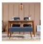 Set 4 Pc Tavoline ngrenie me hapje + Karrige Kalune Design Vina 1048 - 3 - Walnut, Dark Blue Walnut Dark Blue