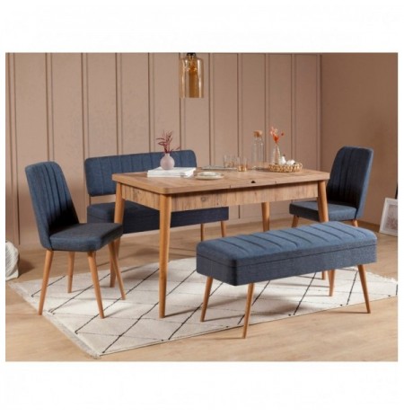 Set 5 Pc Tavoline ngrenie me hapje + Karrige Kalune Design Vina 1048 - 4 - Atlantic, Dark Blue Atlantic Pine Dark Blue