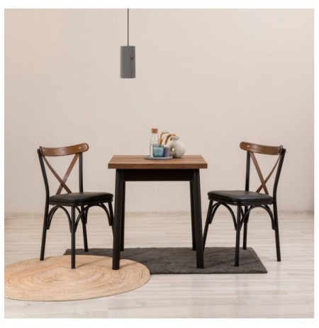 Set ( 3 Pc ) Tavoline + karrige Kalune Design Oliver-Kare-Brk.Syh Black