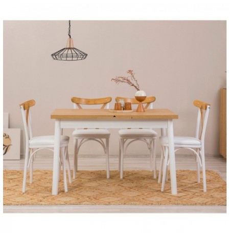 Set 5 Pc Tavoline ngrenie me hapje + Karrige Kalune Design Oliver Açl.Karina - White White
