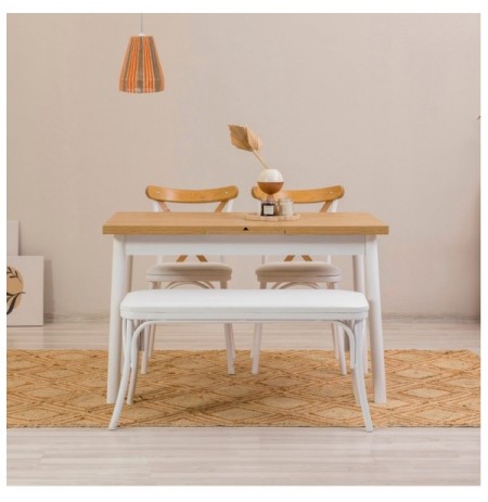 Set 4 Pc Tavoline ngrenie me hapje + Karrige Kalune Design Oliver Açl.Karina-White White