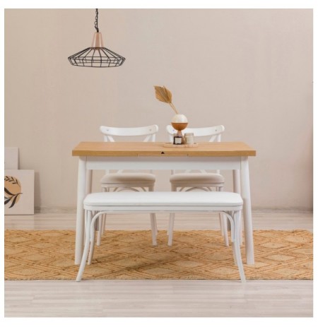 Set 4 Pc Tavoline ngrenie me hapje + Karrige Kalune Design Oliver Açl.White Karina-White White