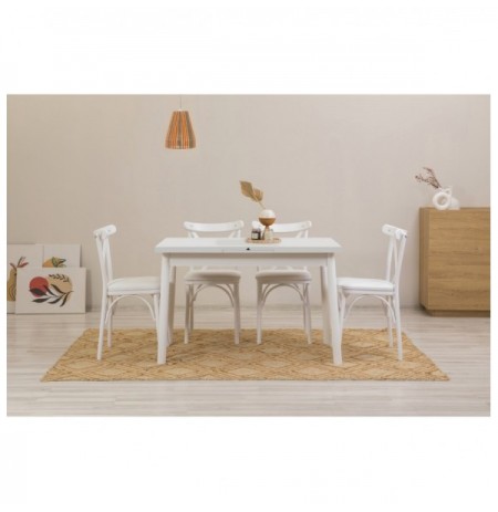 Set 5 Pc Tavoline ngrenie me hapje + Karrige Kalune Design Oliver 30 -Ex White
