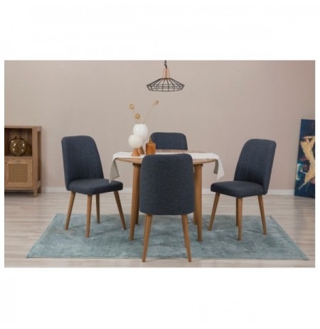 Set 5 Pc Tavoline ngrenie me hapje + Karrige Kalune Design Vina 1048 - Atlantic Pine, Navy Blue Atlantic Pine Navy Blue