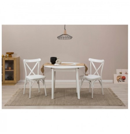 Set 3 Pc Tavoline ngrenie me hapje + Karrige Kalune Design Oliver - White White