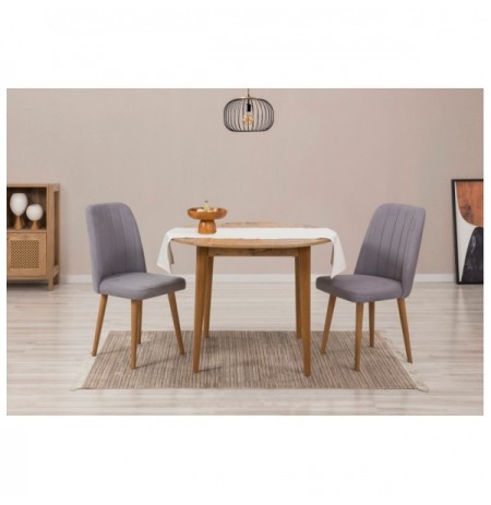 Set 3 Pc Tavoline ngrenie me hapje + Karrige Kalune Design Vina 0701 - Atlantic Pine, Grey Atlantic Pine Grey