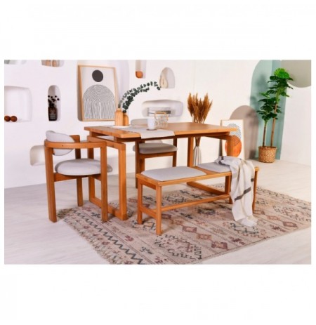 Set ( 4 Pc ) Tavoline + karrige Kalune Design Cheri 2S-1B Oak Cream