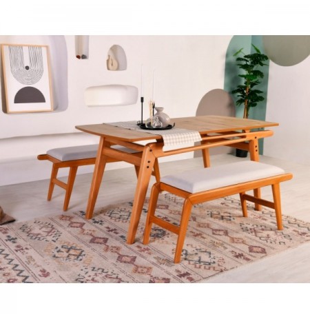 Set ( 3 Pc ) Tavoline + karrige Kalune Design Palace (2B) Oak Cream