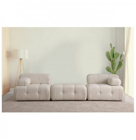 Divan 3-vendesh Atelier del Sofa Doblo 3 Seater ( L1-Pouffe-1R) - Cream Bouclette Cream