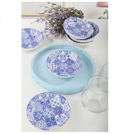 Set mbajtese salcash Blue Ring Snack / Sauce Bowl 13 Cm 6 Pieces - 17926 WhiteDark Blue