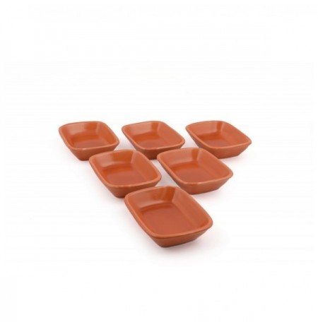 Set tasa qeramik (6 Pc) Rectangular Orange Snack / Sauce Bowl 13 Cm 6 Pieces Orange