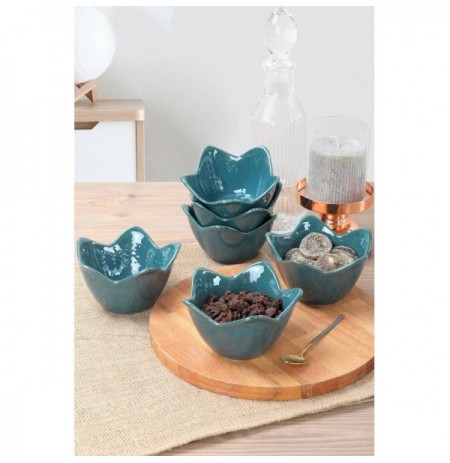 Set tasa qeramik (6 Pc) Luster Green Lily Snack 12 Cm 6 Pieces Dark Green