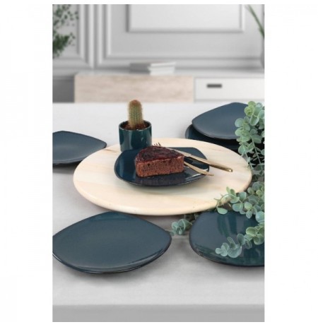 Set pjata embelsire qeramike ( 6 Pc) Lapis Cake Plate 22 Cm 6 Pieces Dark Blue