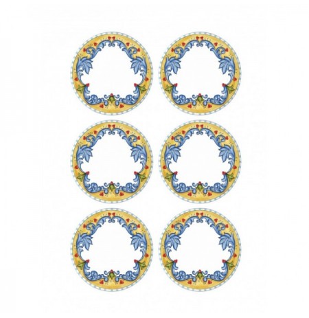 Set pjate servirje ( 6 Pc ) LMN002 White Blue Gold Green