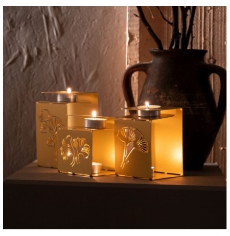 Set shandan ( 3 Pc ) Artepera Ginkgo Tealight - APT549 - Gold Gold